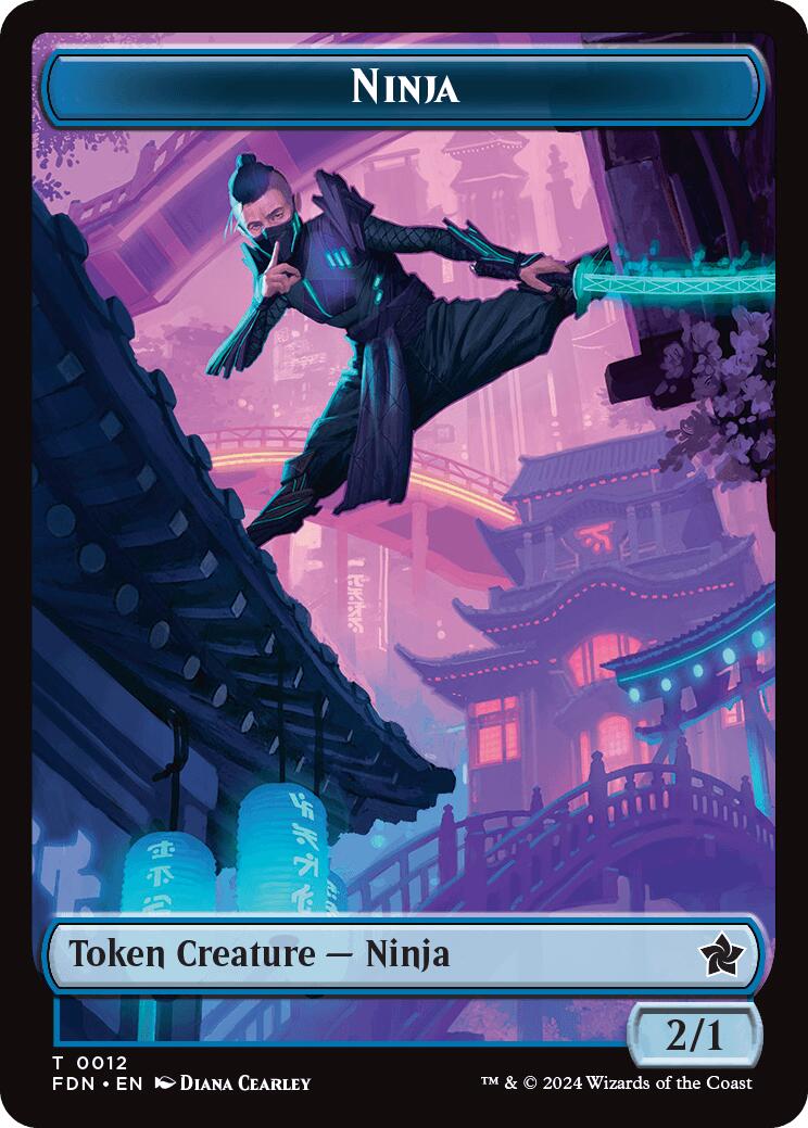 Emblem - Kaito, Cunning Infiltrator // Ninja Doubled-Sided Token [Foundations Tokens] | Amazing Games TCG