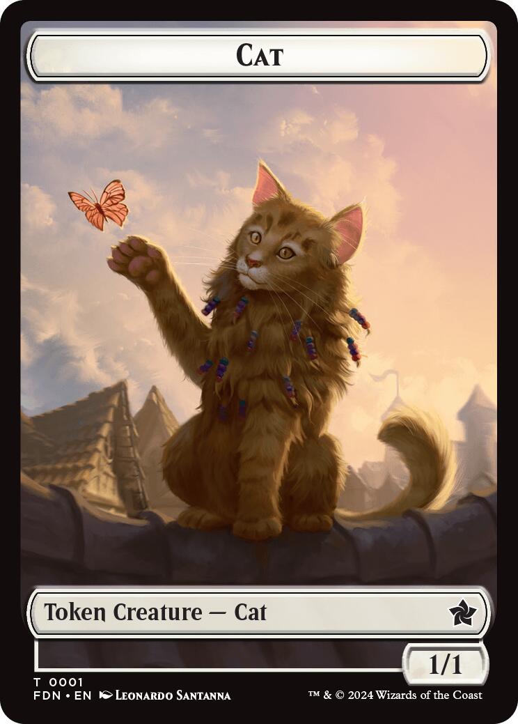 Spirit // Cat (0001) Doubled-Sided Token [Foundations Tokens] | Amazing Games TCG