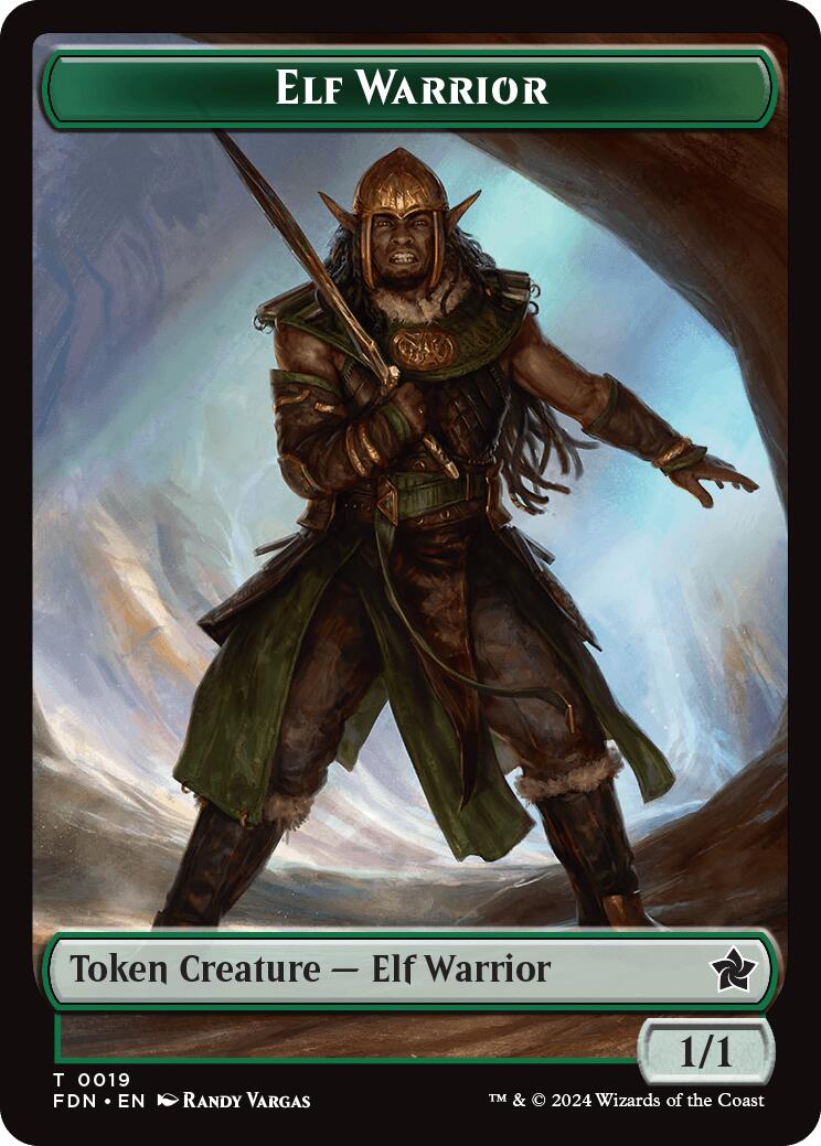 Elf Warrior // Raccoon Doubled-Sided Token [Foundations Tokens] | Amazing Games TCG