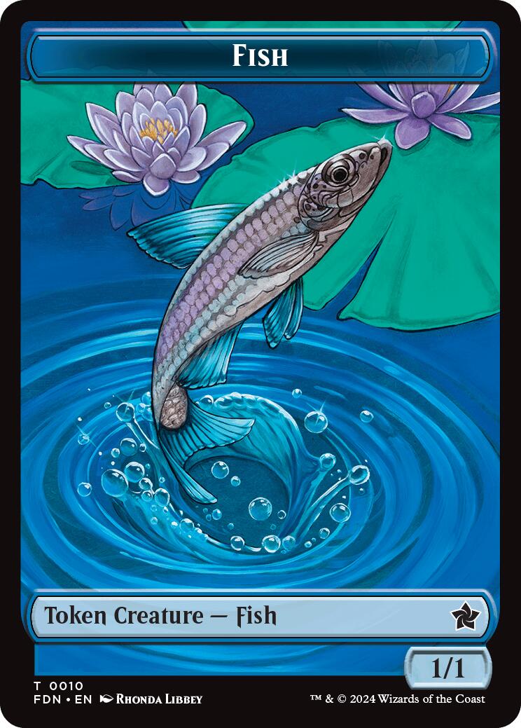 Faerie // Fish Doubled-Sided Token [Foundations Tokens] | Amazing Games TCG