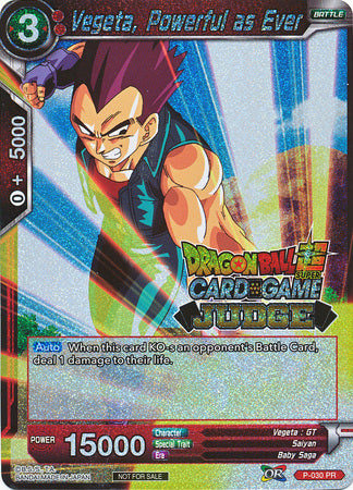 Vegeta, Powerful as Ever (P-030) [Judge Promotion Cards] | Amazing Games TCG