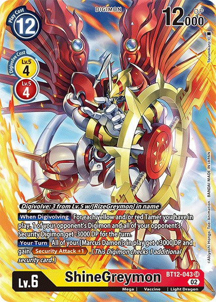 ShineGreymon [BT12-043] (Alternate Art) [Across Time] | Amazing Games TCG