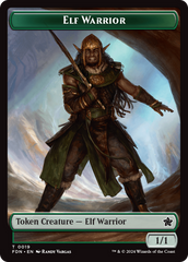 Elf Warrior // Cat (001) Doubled-Sided Token [Foundations Tokens] | Amazing Games TCG