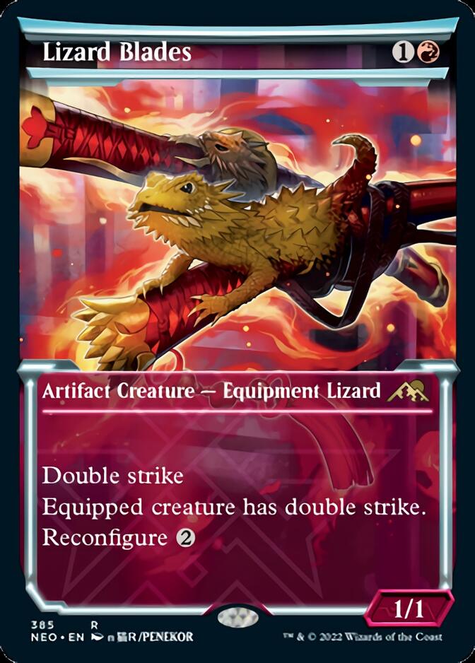 Lizard Blades (Showcase Soft Glow) [Kamigawa: Neon Dynasty] | Amazing Games TCG