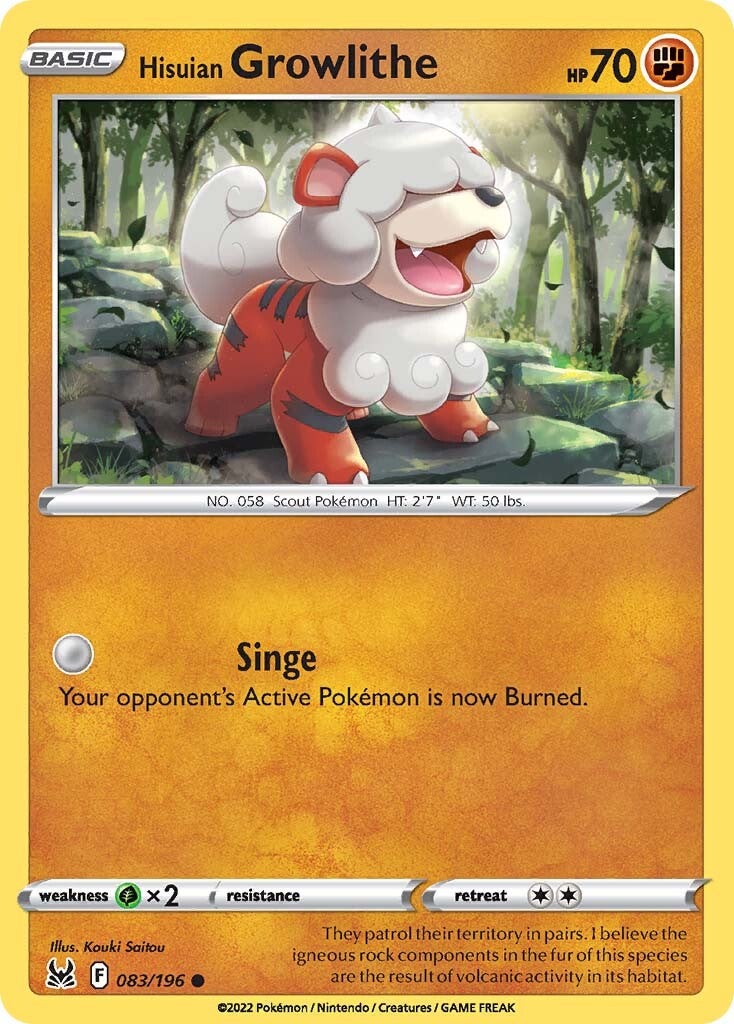 Hisuian Growlithe (083/196) [Sword & Shield: Lost Origin] | Amazing Games TCG