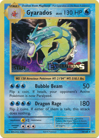 Gyarados (34/108) (XY Evolutions Staff Prerelease) [XY: Black Star Promos] | Amazing Games TCG