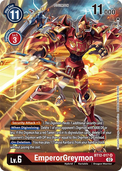 EmperorGreymon [BT12-017] (Alternate Art) [Across Time] | Amazing Games TCG