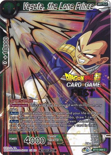 Vegeta, the Lone Prince (Card Game Fest 2022) (BT10-068) [Tournament Promotion Cards] | Amazing Games TCG