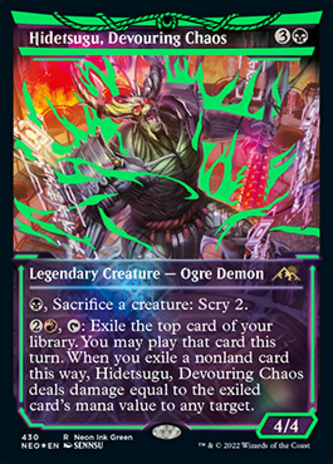 Hidetsugu, Devouring Chaos (Neon Ink Green) [Kamigawa: Neon Dynasty] | Amazing Games TCG