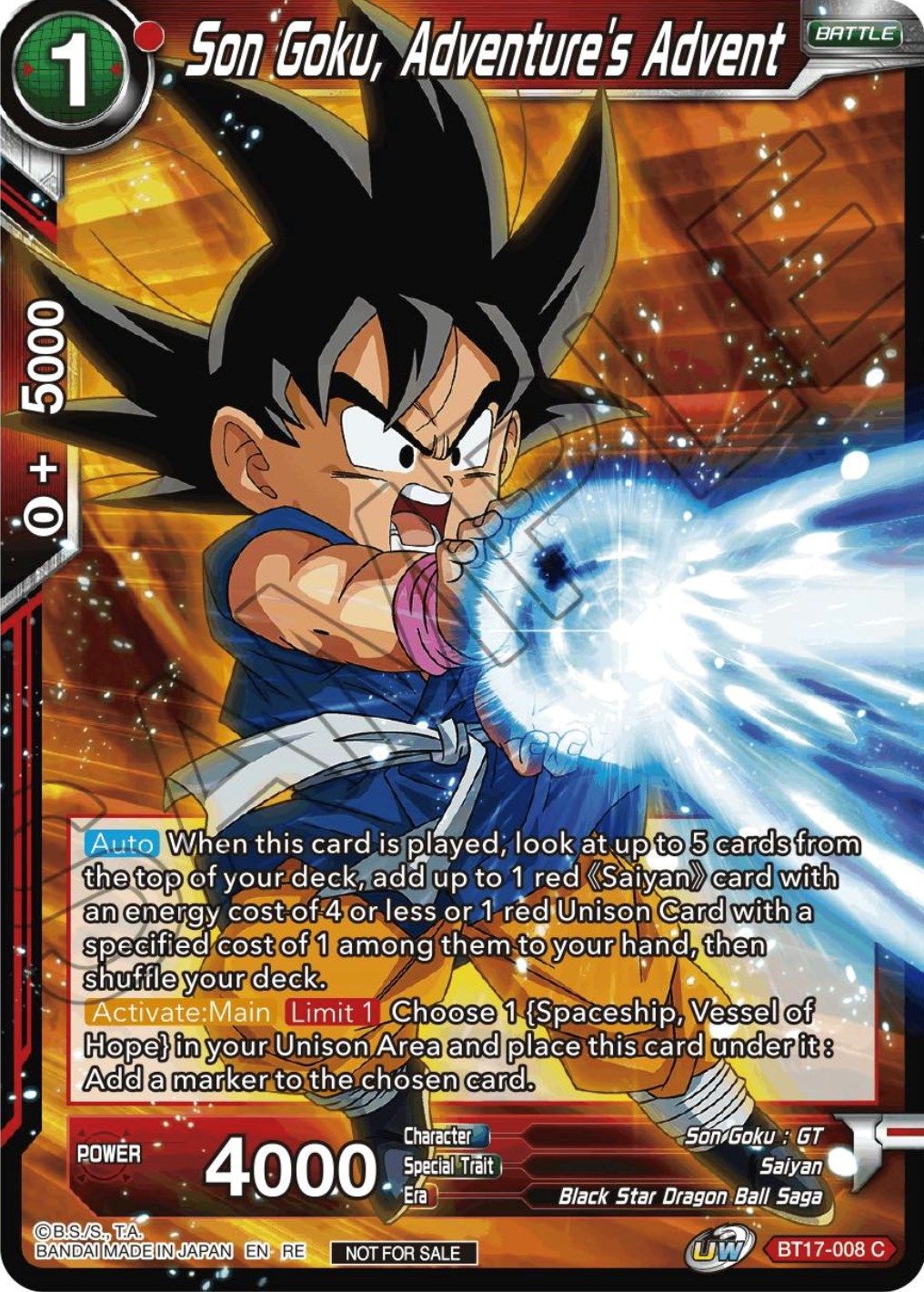 Son Goku, Adventure's Advent (Championship Selection Pack 2023 Vol.1) (BT17-008) [Tournament Promotion Cards] | Amazing Games TCG