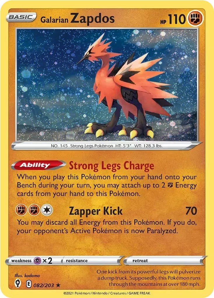 Galarian Zapdos (082/203) (Cosmos Holo) [Sword & Shield: Evolving Skies] | Amazing Games TCG