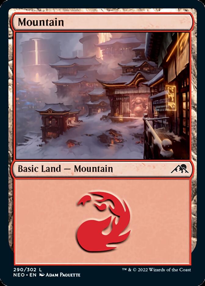 Mountain (290) [Kamigawa: Neon Dynasty] | Amazing Games TCG