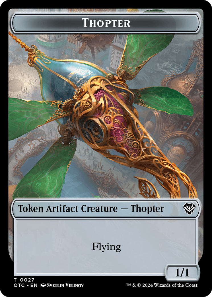 Thopter // Manifest Double-Sided Token [Outlaws of Thunder Junction Commander Tokens] | Amazing Games TCG