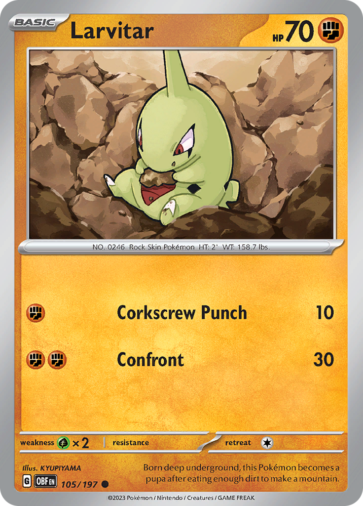 Larvitar (105/197) [Scarlet & Violet: Obsidian Flames] | Amazing Games TCG