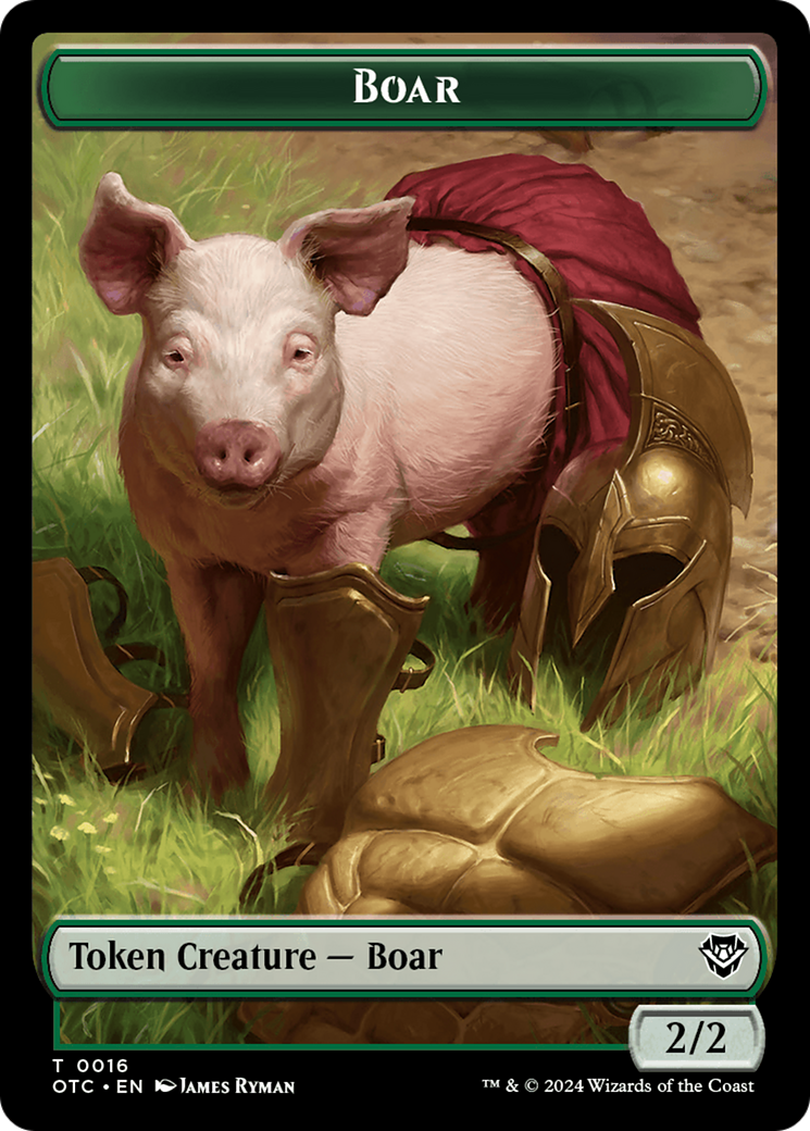 Boar // Manifest Double-Sided Token [Outlaws of Thunder Junction Commander Tokens] | Amazing Games TCG