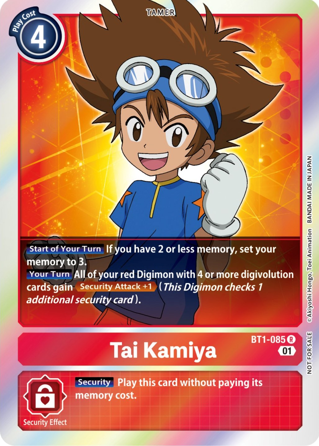 Tai Kamiya [BT1-085] (ST-11 Special Entry Pack) [Release Special Booster Promos] | Amazing Games TCG