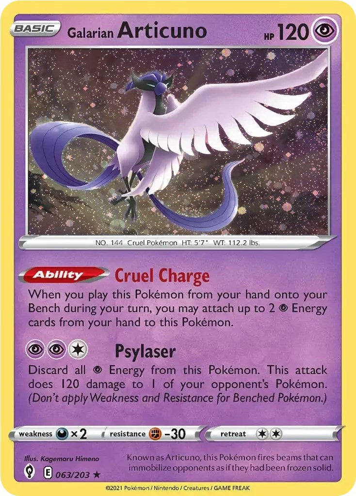 Galarian Articuno (063/203) (Cosmos Holo) [Sword & Shield: Evolving Skies] | Amazing Games TCG