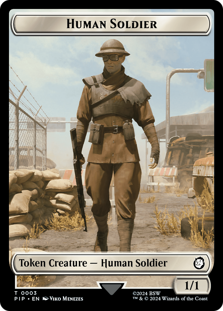 Settlement // Human Soldier Double-Sided Token [Fallout Tokens] | Amazing Games TCG