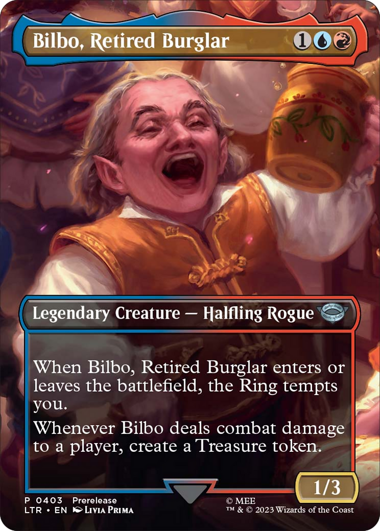 Bilbo, Retired Burglar (Borderless Alternate Art) [The Lord of the Rings: Tales of Middle-Earth] | Amazing Games TCG