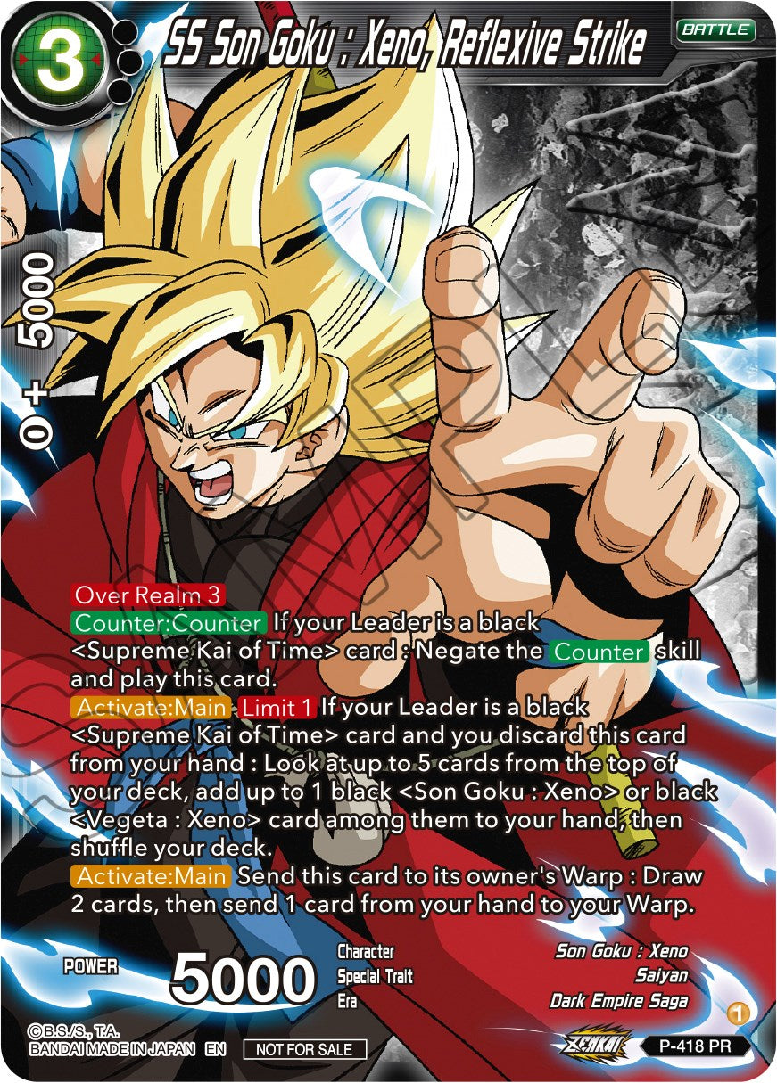 SS Son Goku: Xeno, Reflexive Strike (Zenkai Series Tournament Pack Vol.1 Winner) (P-418) [Tournament Promotion Cards] | Amazing Games TCG