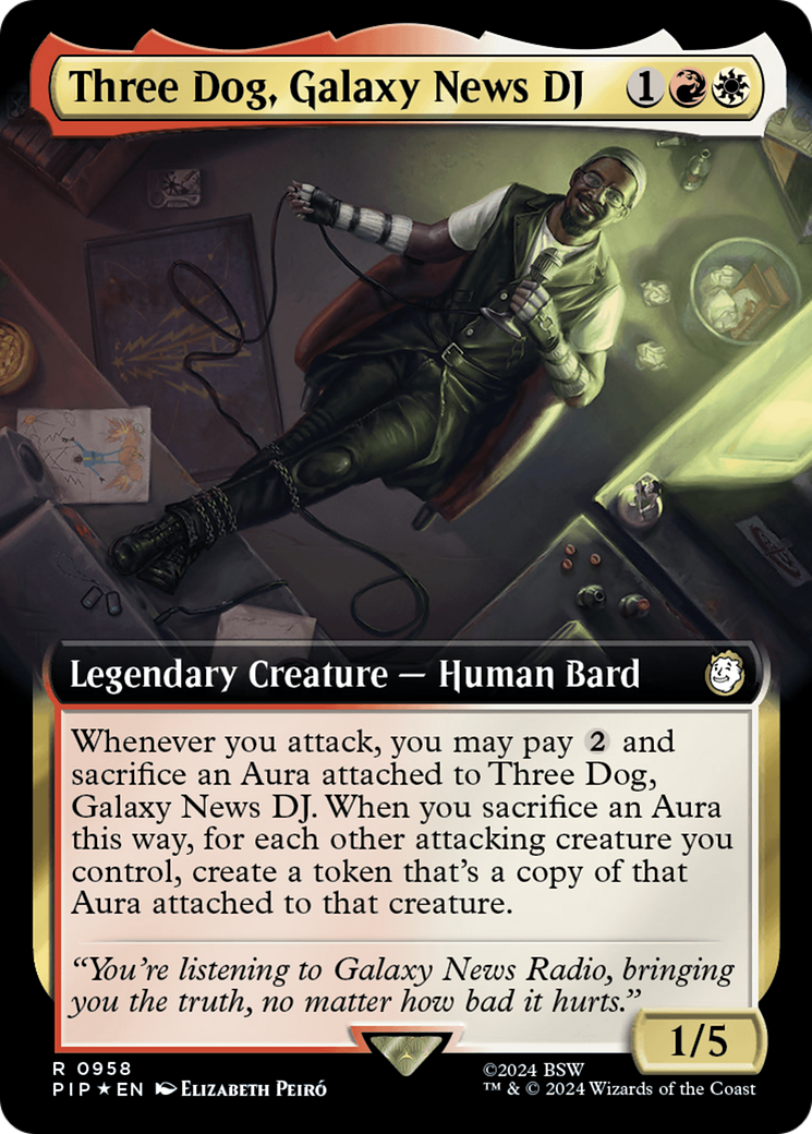 Three Dog, Galaxy News DJ (Extended Art) (Surge Foil) [Fallout] | Amazing Games TCG