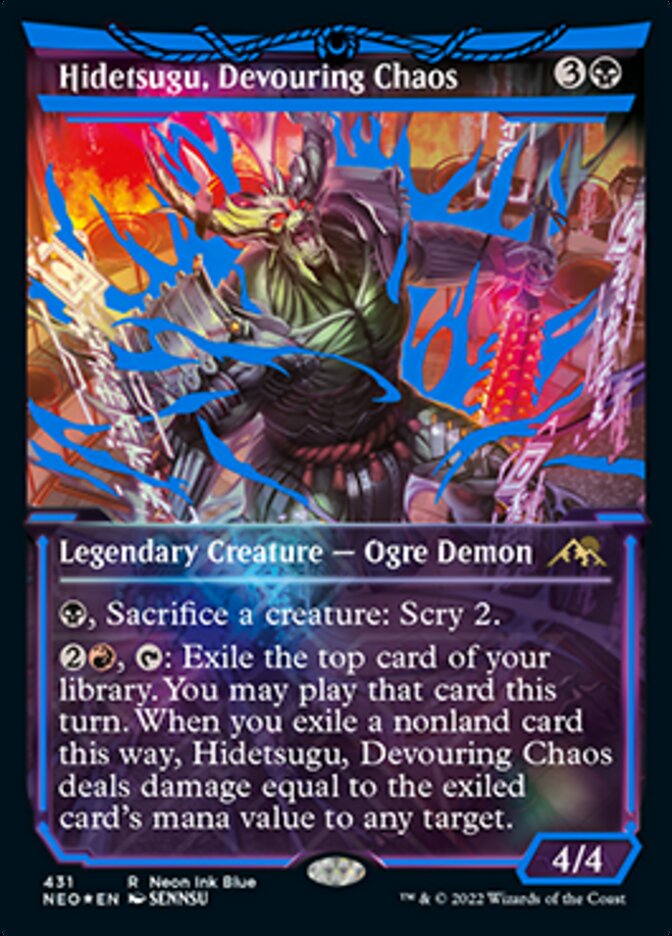 Hidetsugu, Devouring Chaos (Neon Ink Blue) [Kamigawa: Neon Dynasty] | Amazing Games TCG