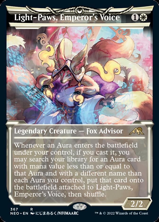 Light-Paws, Emperor's Voice (Showcase Soft Glow) [Kamigawa: Neon Dynasty] | Amazing Games TCG