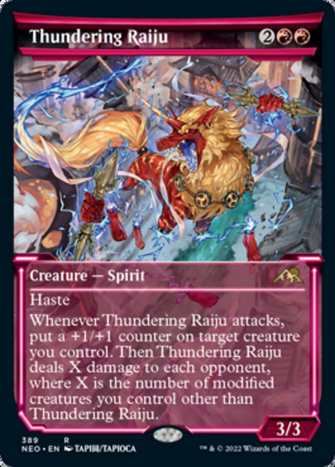 Thundering Raiju (Showcase Soft Glow) [Kamigawa: Neon Dynasty] | Amazing Games TCG