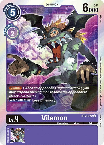 Vilemon [BT2-072] (Event Pack 1) [Release Special Booster Promos] | Amazing Games TCG