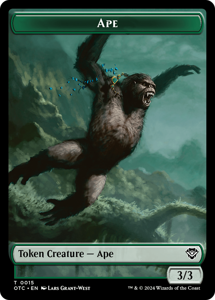 Ape // Shark Double-Sided Token [Outlaws of Thunder Junction Commander Tokens] | Amazing Games TCG