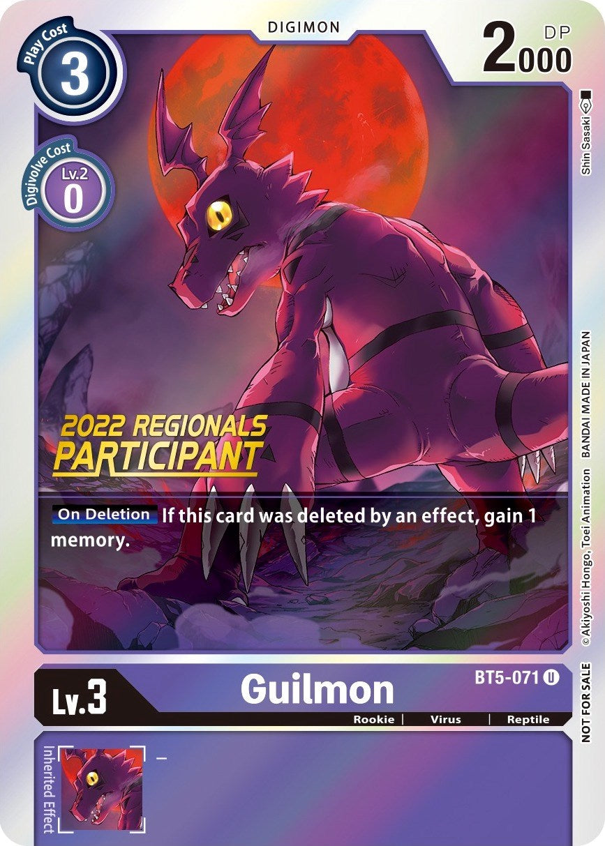 Guilmon [BT5-071] (2022 Championship Offline Regional) (Online Participant) [Battle of Omni Promos] | Amazing Games TCG