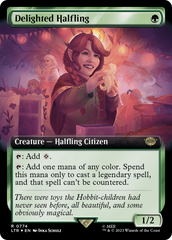 Delighted Halfling (Extended Art) (Surge Foil) [The Lord of the Rings: Tales of Middle-Earth] | Amazing Games TCG