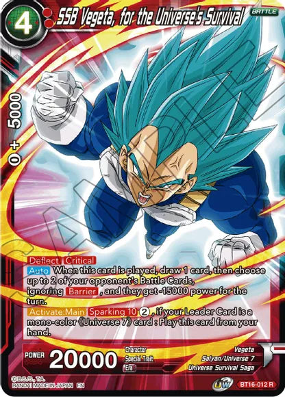 SSB Vegeta, for the Universe's Survival (BT16-012) [Realm of the Gods] | Amazing Games TCG