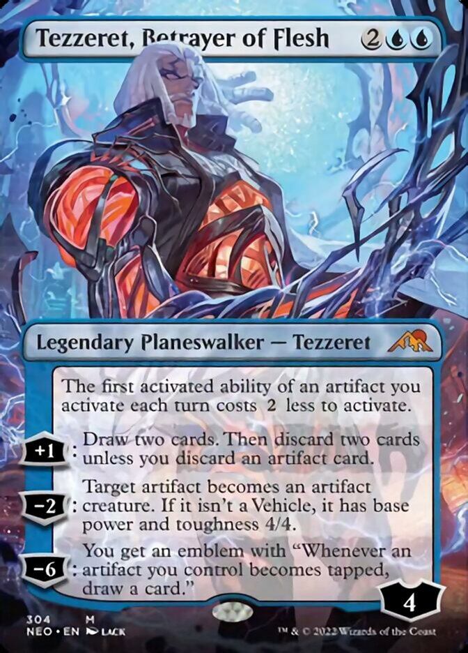 Tezzeret, Betrayer of Flesh (Borderless) [Kamigawa: Neon Dynasty] | Amazing Games TCG