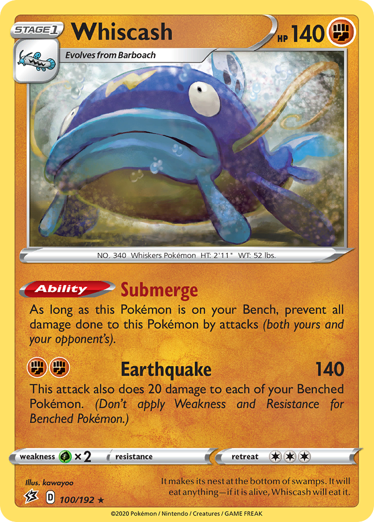 Whiscash (100/192) [Sword & Shield: Rebel Clash] | Amazing Games TCG