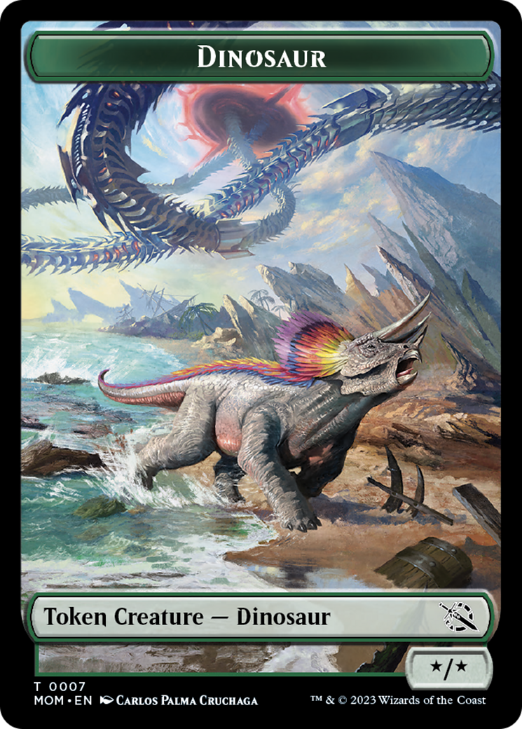 Warrior // Dinosaur Double-Sided Token [March of the Machine Tokens] | Amazing Games TCG