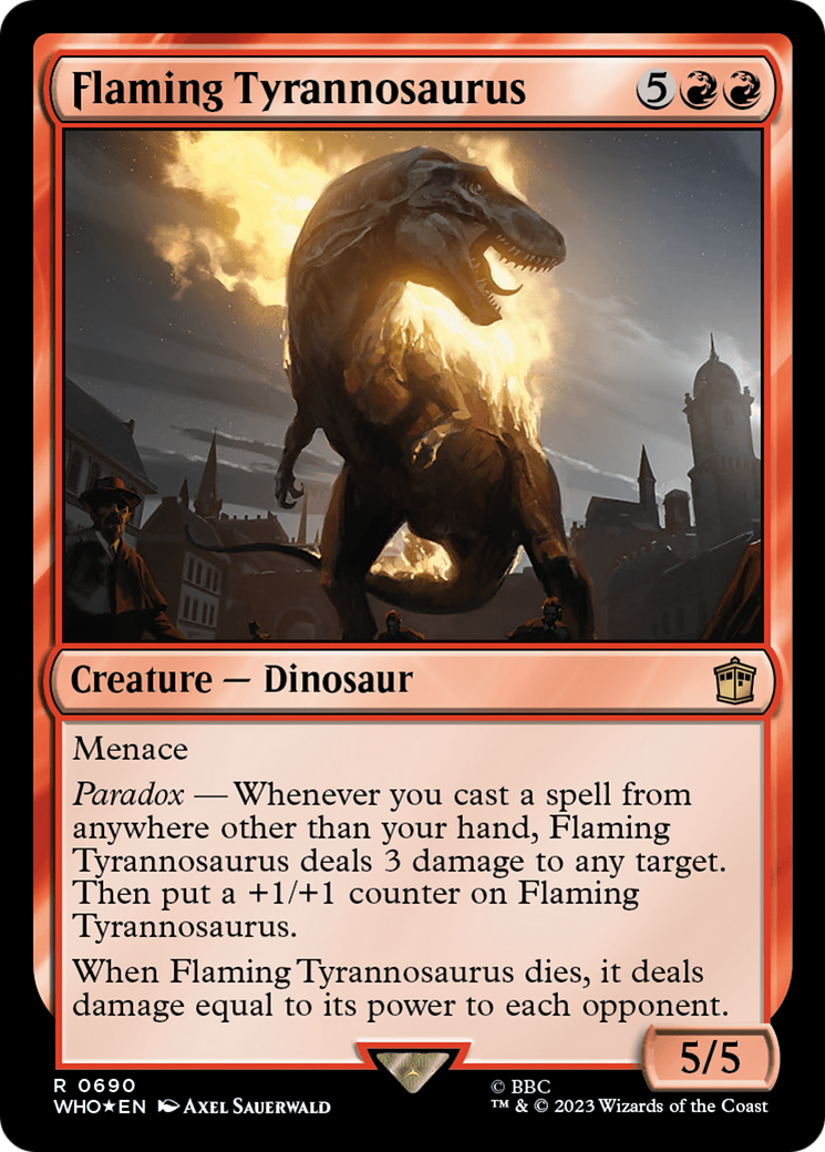 Flaming Tyrannosaurus (Surge Foil) [Doctor Who] | Amazing Games TCG