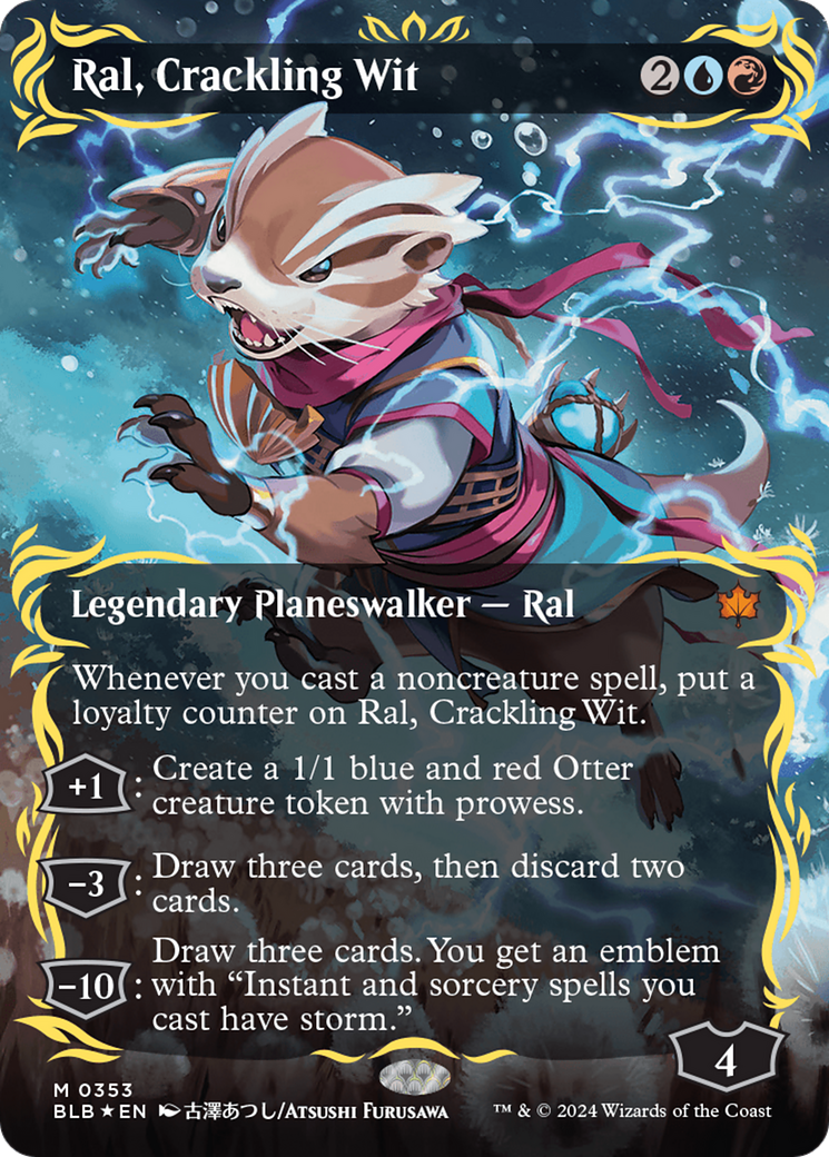 Ral, Crackling Wit (Borderless) (Raised Foil) [Bloomburrow] | Amazing Games TCG