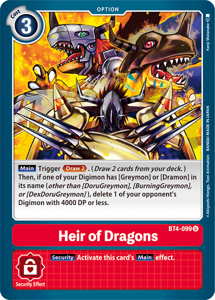 Heir of Dragons [BT4-099] [Great Legend] | Amazing Games TCG