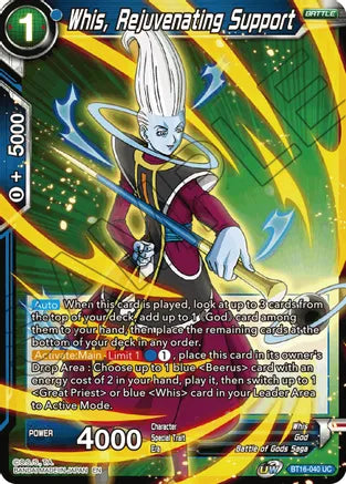 Whis, Rejuvenating Support (BT16-040) [Realm of the Gods] | Amazing Games TCG