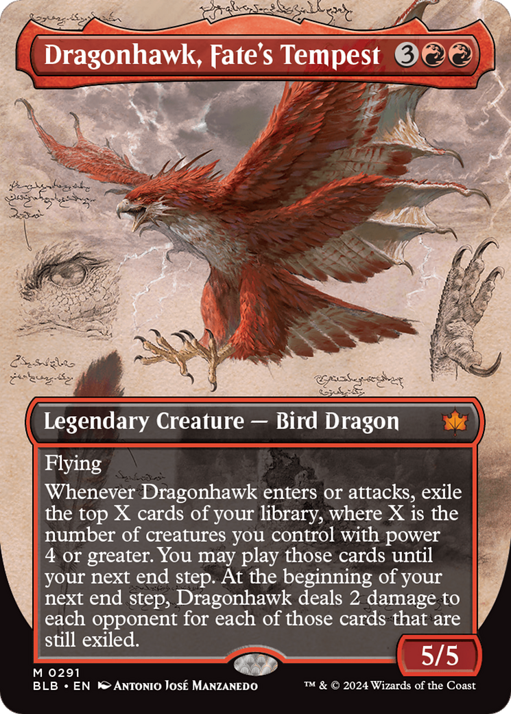 Dragonhawk, Fate's Tempest (Borderless) [Bloomburrow] | Amazing Games TCG