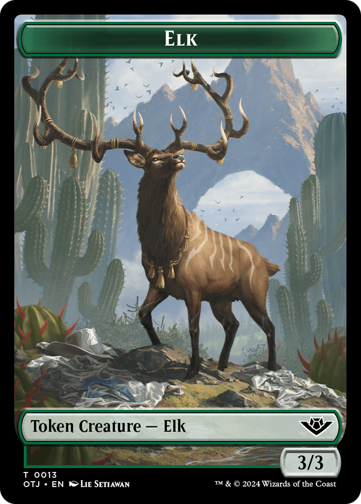 Treasure // Elk Double-Sided Token [Outlaws of Thunder Junction Tokens] | Amazing Games TCG