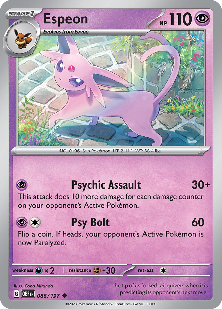 Espeon (086/197) [Scarlet & Violet: Obsidian Flames] | Amazing Games TCG