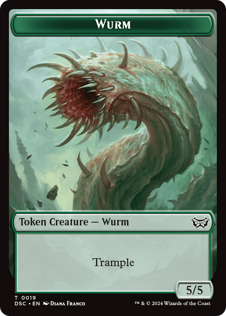 Wurm (0019) // Manifest Double-Sided Token [Duskmourn: House of Horror Commander Tokens] | Amazing Games TCG