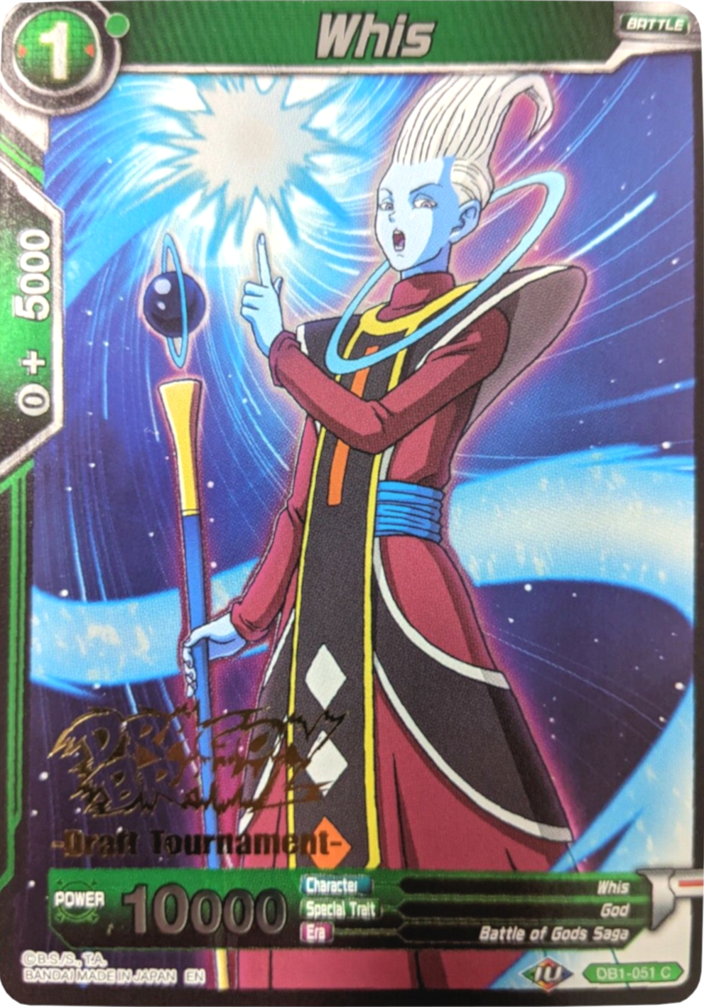 Whis (Dragon Brawl Draft Tournament Gold Stamped) (DB1-051) [Promotion Cards] | Amazing Games TCG