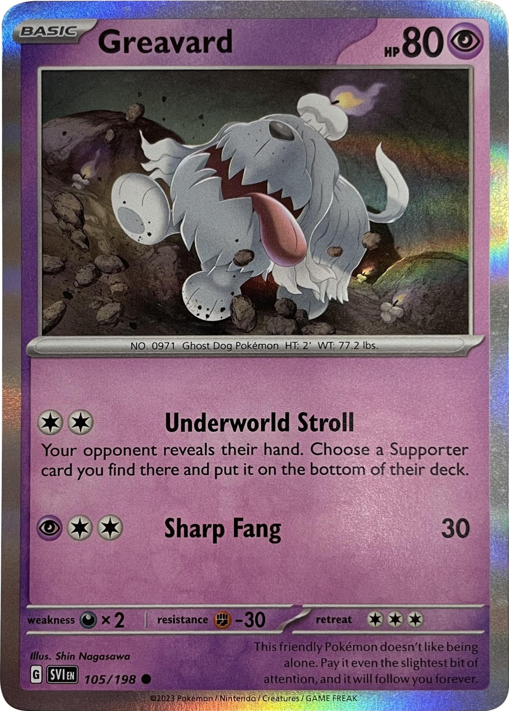 Greavard (105/198) (Mirage Holo) [Scarlet & Violet: Base Set] | Amazing Games TCG