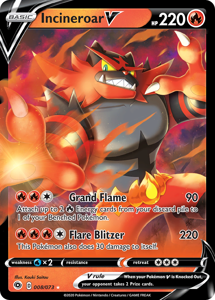 Incineroar V (008/073) [Sword & Shield: Champion's Path] | Amazing Games TCG