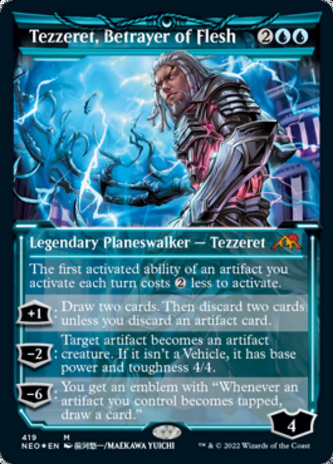 Tezzeret, Betrayer of Flesh (Showcase) (Foil Etched) [Kamigawa: Neon Dynasty] | Amazing Games TCG