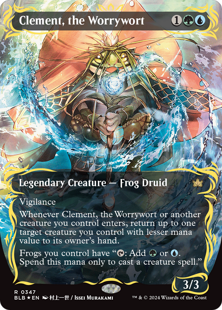 Clement, the Worrywort (Borderless) (Raised Foil) [Bloomburrow] | Amazing Games TCG