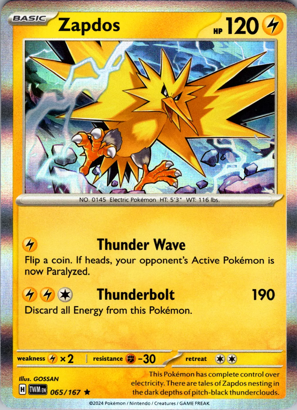 Zapdos (065/167) [Scarlet & Violet: Twilight Masquerade] | Amazing Games TCG